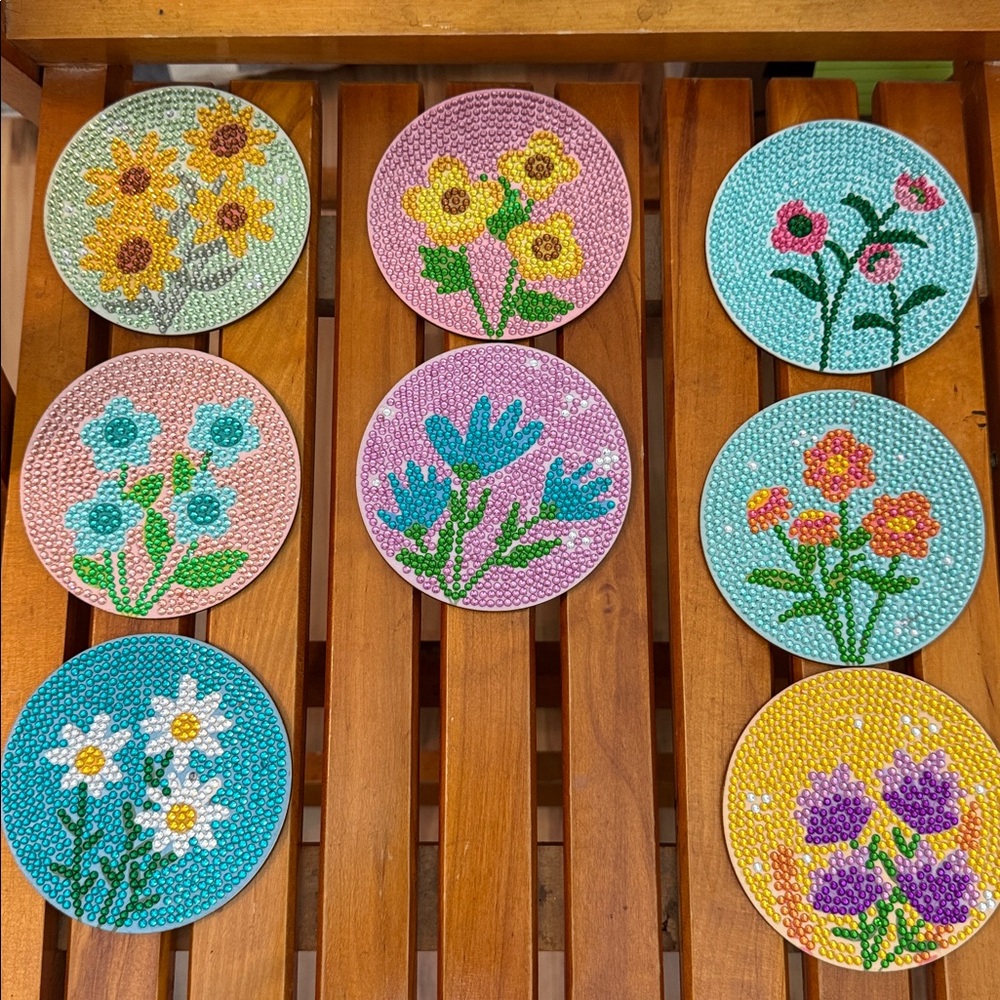 Floral Beaded Coasters Set